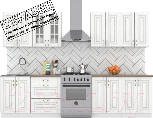 Изображение товара Кухонный гарнитур Интермебель Бостон-8 2.4 (акация белая/мрамор лацио белый)