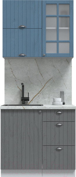 Изображение товара Кухонный гарнитур Интерлиния Берес 0.9Б (дуб лазурный/дуб серый/серый каспий)