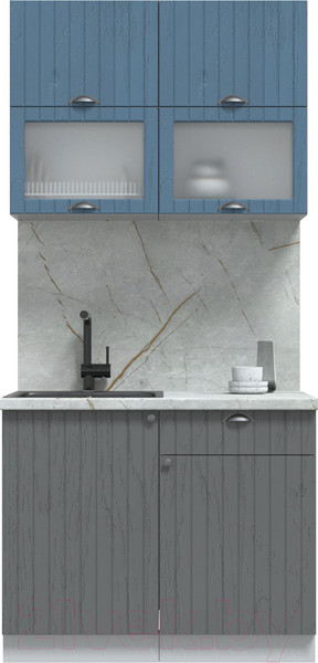 Изображение товара Кухонный гарнитур Интерлиния Берес 1.0Б (дуб лазурный/дуб серый/серый каспий)