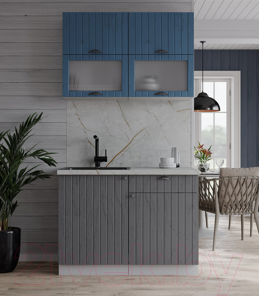 Изображение товара Кухонный гарнитур Интерлиния Берес 1.0Б (дуб лазурный/дуб серый/серый каспий)