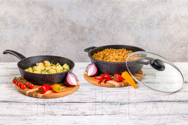 Изображение товара Сковорода Elan Gallery Гармония вкуса / 120247 (черный мрамор)