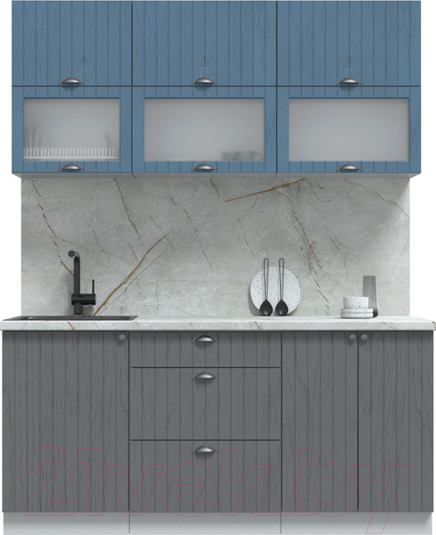 Изображение товара Кухонный гарнитур Интерлиния Берес 1.7Б (дуб лазурный/дуб серый/серый каспий)