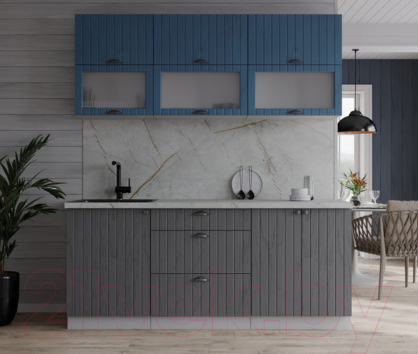 Изображение товара Кухонный гарнитур Интерлиния Берес 1.7Б (дуб лазурный/дуб серый/серый каспий)