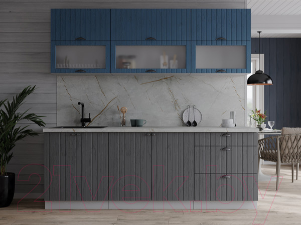 Изображение товара Кухонный гарнитур Интерлиния Берес 2.0Б (дуб лазурный/дуб серый/серый каспий)