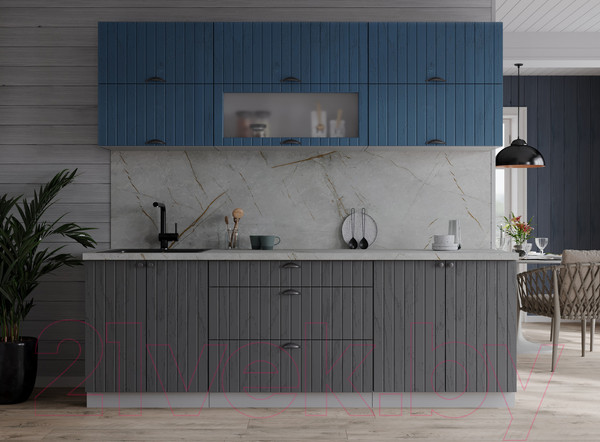 Изображение товара Кухонный гарнитур Интерлиния Берес 2.1Б (дуб лазурный/дуб серый/серый каспий)