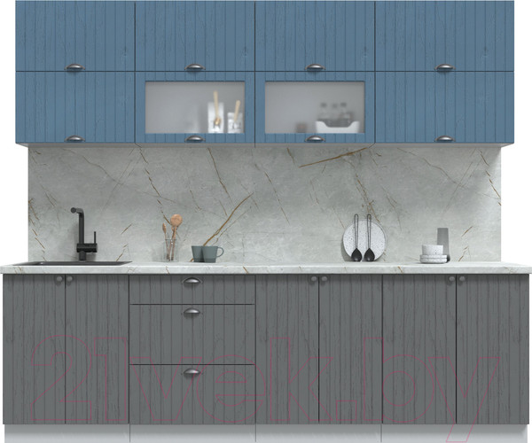 Изображение товара Кухонный гарнитур Интерлиния Берес 2.5Б (дуб лазурный/дуб серый/серый каспий)