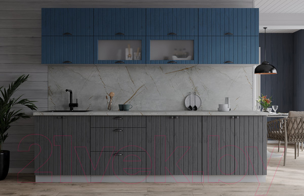 Изображение товара Кухонный гарнитур Интерлиния Берес 2.5Б (дуб лазурный/дуб серый/серый каспий)