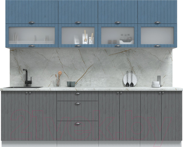 Изображение товара Кухонный гарнитур Интерлиния Берес 2.6Б (дуб лазурный/дуб серый/серый каспий)