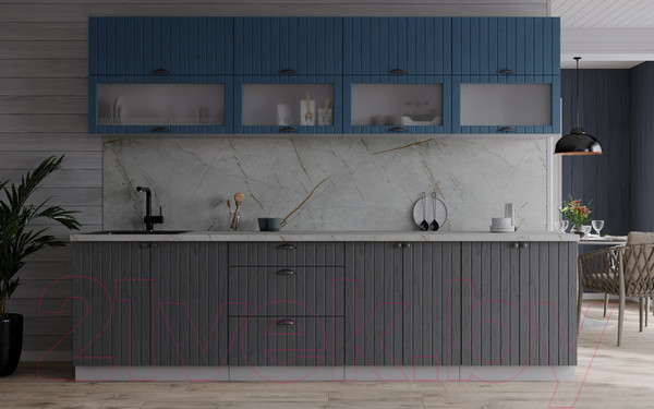 Изображение товара Кухонный гарнитур Интерлиния Берес 2.6Б (дуб лазурный/дуб серый/серый каспий)