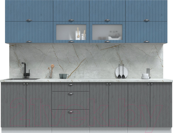 Изображение товара Кухонный гарнитур Интерлиния Берес 2.7Б (дуб лазурный/дуб серый/серый каспий)