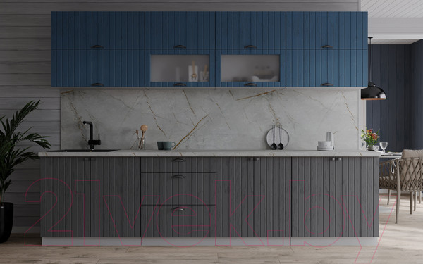 Изображение товара Кухонный гарнитур Интерлиния Берес 2.7Б (дуб лазурный/дуб серый/серый каспий)