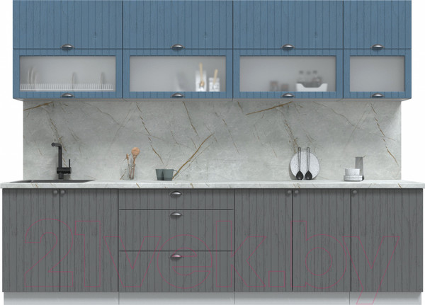 Изображение товара Кухонный гарнитур Интерлиния Берес 2.9Б (дуб лазурный/дуб серый/серый каспий)