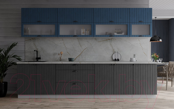 Изображение товара Кухонный гарнитур Интерлиния Берес 2.9Б (дуб лазурный/дуб серый/серый каспий)