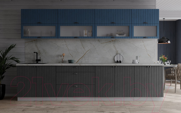 Изображение товара Кухонный гарнитур Интерлиния Берес 3.0Б (дуб лазурный/дуб серый/серый каспий)