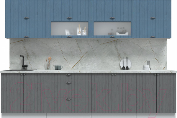 Изображение товара Кухонный гарнитур Интерлиния Берес 3.1Б (дуб лазурный/дуб серый/серый каспий)