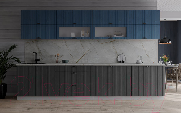 Изображение товара Кухонный гарнитур Интерлиния Берес 3.1Б (дуб лазурный/дуб серый/серый каспий)