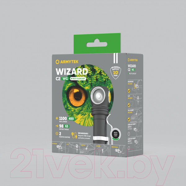 Изображение товара Фонарь Armytek Wizard C2 WG Magnet USB Warm / F09201W