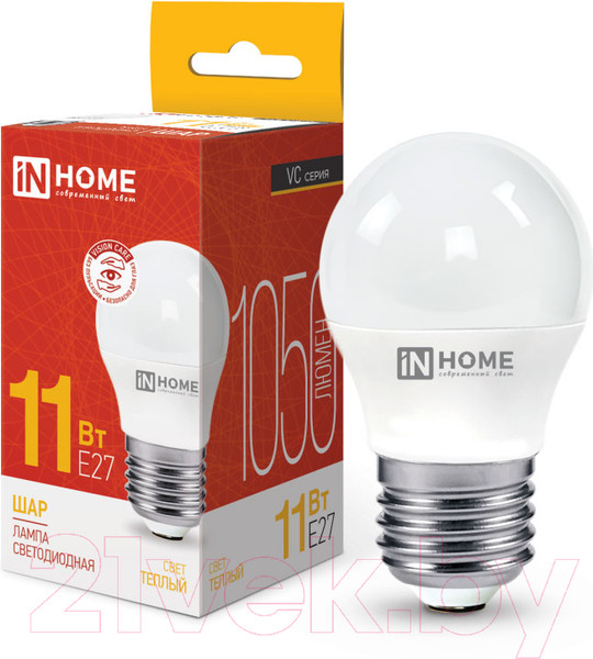 Изображение товара Лампа INhome LED-Шар-VC 11Вт 230В Е27 3000К 1050Лм / 4690612020600