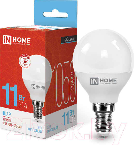 Изображение товара Лампа INhome LED-Шар-VC 11Вт 230В Е14 6500К 1050Лм / 4690612024929