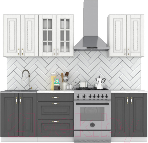 Изображение товара Кухонный гарнитур Интермебель Бостон-4 1.8 (акация белая/акация графит/венато)