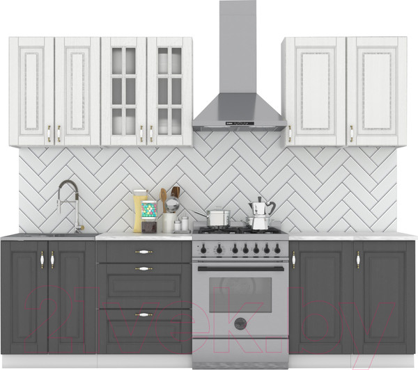 Изображение товара Кухонный гарнитур Интермебель Бостон-6 2.1 (акация белая/акация графит/венато)