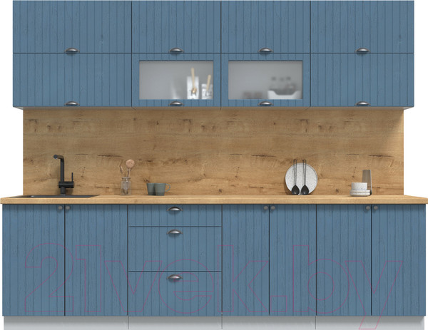 Изображение товара Кухонный гарнитур Интерлиния Берес 2.7Б (дуб лазурный/дуб бунратти)