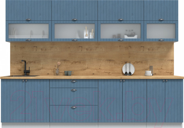 Изображение товара Кухонный гарнитур Интерлиния Берес 3.0Б (дуб лазурный/дуб бунратти)