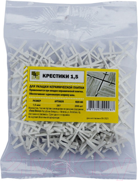 Изображение товара Крестики для укладки плитки Лакки Виннэр 1.5мм (пластмассовые)