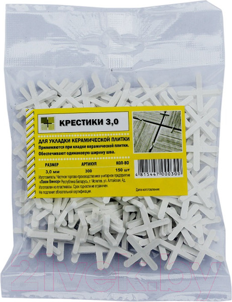 Изображение товара Крестики для укладки плитки Лакки Виннэр 3.0мм (пластмассовые)