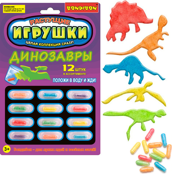 Изображение товара Набор для опытов Bondibon Растущие игрушки Динозавры / ВВ5293