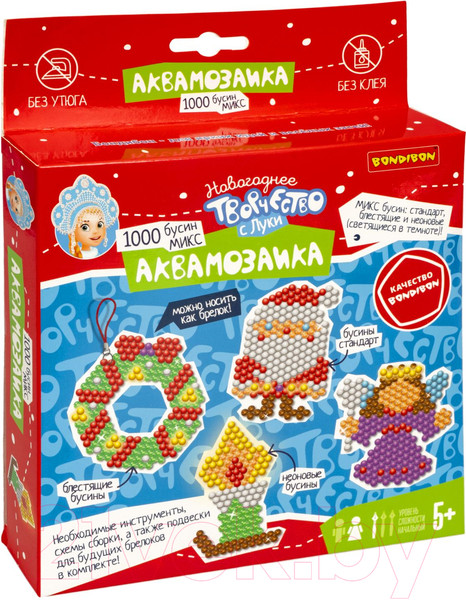 Изображение товара Развивающая игра Bondibon Новогодняя аквамозаика / ВВ5546