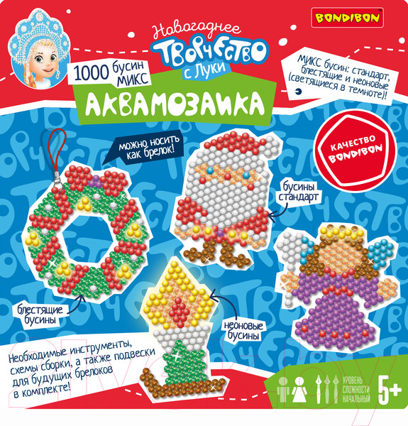 Изображение товара Развивающая игра Bondibon Новогодняя аквамозаика / ВВ5546