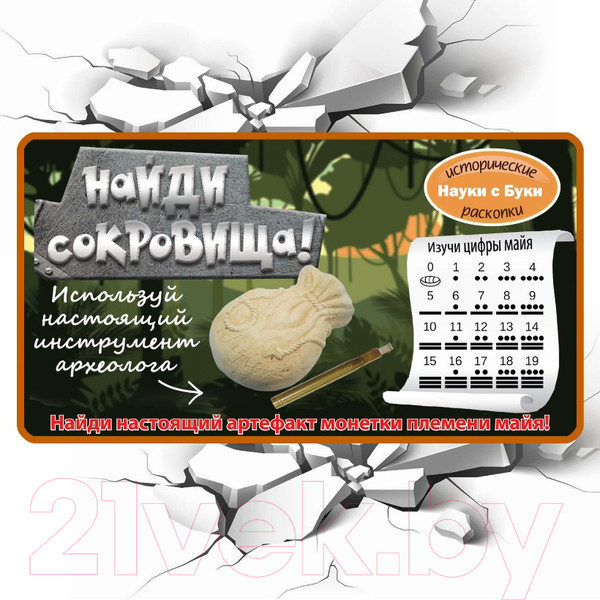 Изображение товара Набор для опытов Bondibon Исторические раскопки Науки с Буки Найди сокровища / ВВ5560
