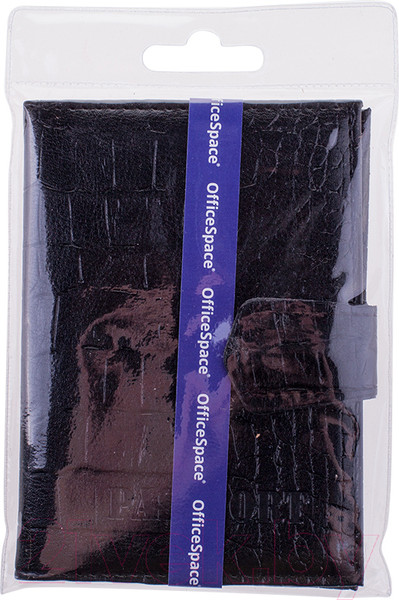 Изображение товара Обложка на паспорт OfficeSpace 222066 (черный/крокодил)