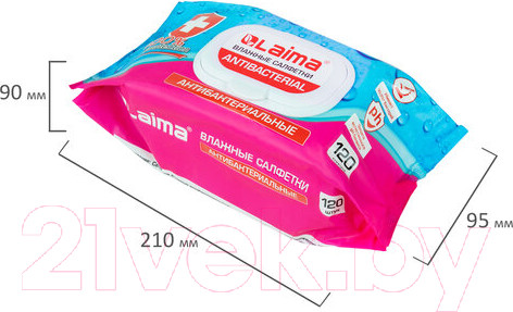 Изображение товара Влажные салфетки Laima Antibacterial / 112497  (120шт)