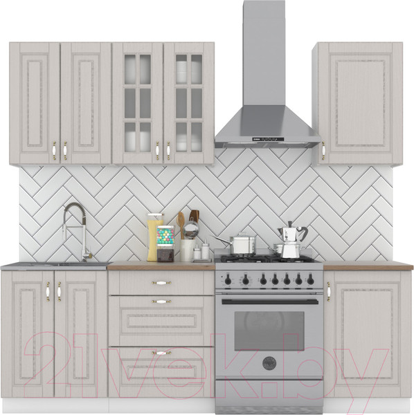 Изображение товара Кухонный гарнитур Интермебель Бостон-3 1.7 (ясень капучино софт/мрамор лацио белый)