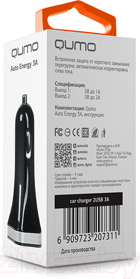 Изображение товара Адаптер питания автомобильный Qumo Charger 0061 / Q20731