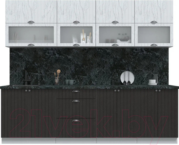 Изображение товара Кухонный гарнитур Интерлиния Берес 2.6Б (дуб полярный/дуб английский/кастилло темный)