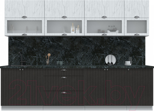 Изображение товара Кухонный гарнитур Интерлиния Берес 2.9Б (дуб полярный/дуб английский/кастилло темный)