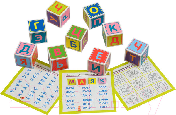 Изображение товара Развивающий игровой набор Айрис-пресс Умные кубики в поддончике. Абвгдешка (new) / 9785811280599