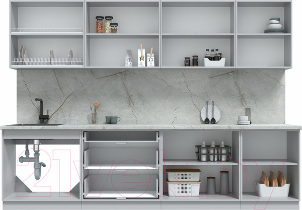 Изображение товара Кухонный гарнитур Интерлиния Берес 3.0Б (дуб полярный/дуб английский/кастилло темный)