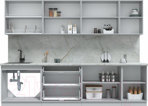 Изображение товара Кухонный гарнитур Интерлиния Берес 2.9Б (дуб серый/опал светлый)