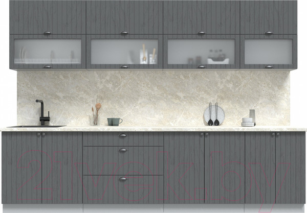 Изображение товара Кухонный гарнитур Интерлиния Берес 3.0Б (дуб серый/опал светлый)