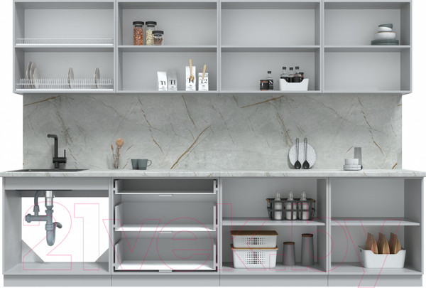 Изображение товара Кухонный гарнитур Интерлиния Берес 3.1Б (дуб серый/опал светлый)