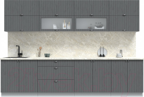 Изображение товара Кухонный гарнитур Интерлиния Берес 3.1Б (дуб серый/опал светлый)