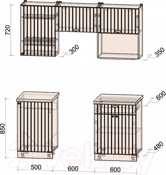 Изображение товара Кухонный гарнитур Интерлиния Берес 1.7В (дуб снежный/серый каспий)