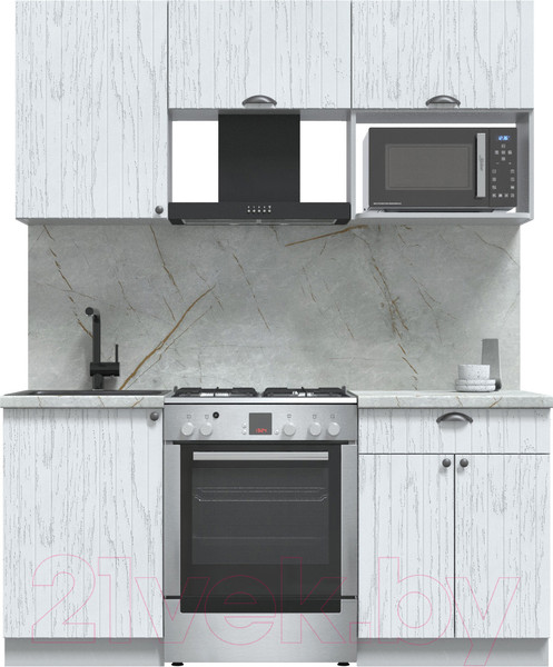 Изображение товара Кухонный гарнитур Интерлиния Берес 1.7В (дуб полярный/серый каспий)