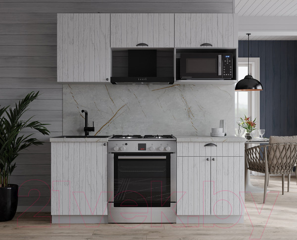 Изображение товара Кухонный гарнитур Интерлиния Берес 1.7В (дуб полярный/серый каспий)