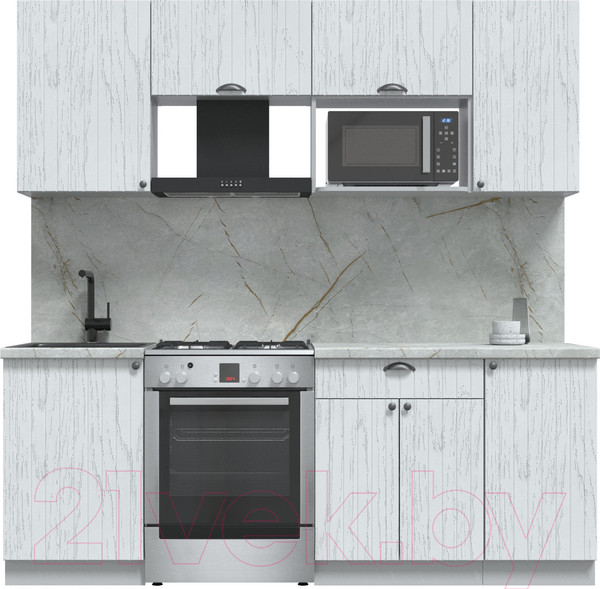 Изображение товара Кухонный гарнитур Интерлиния Берес 2.1В (дуб полярный/серый каспий)