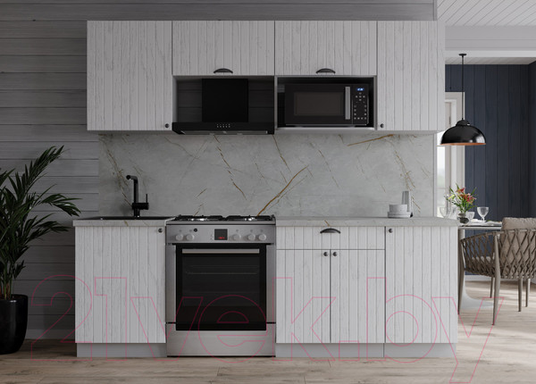 Изображение товара Кухонный гарнитур Интерлиния Берес 2.1В (дуб полярный/серый каспий)